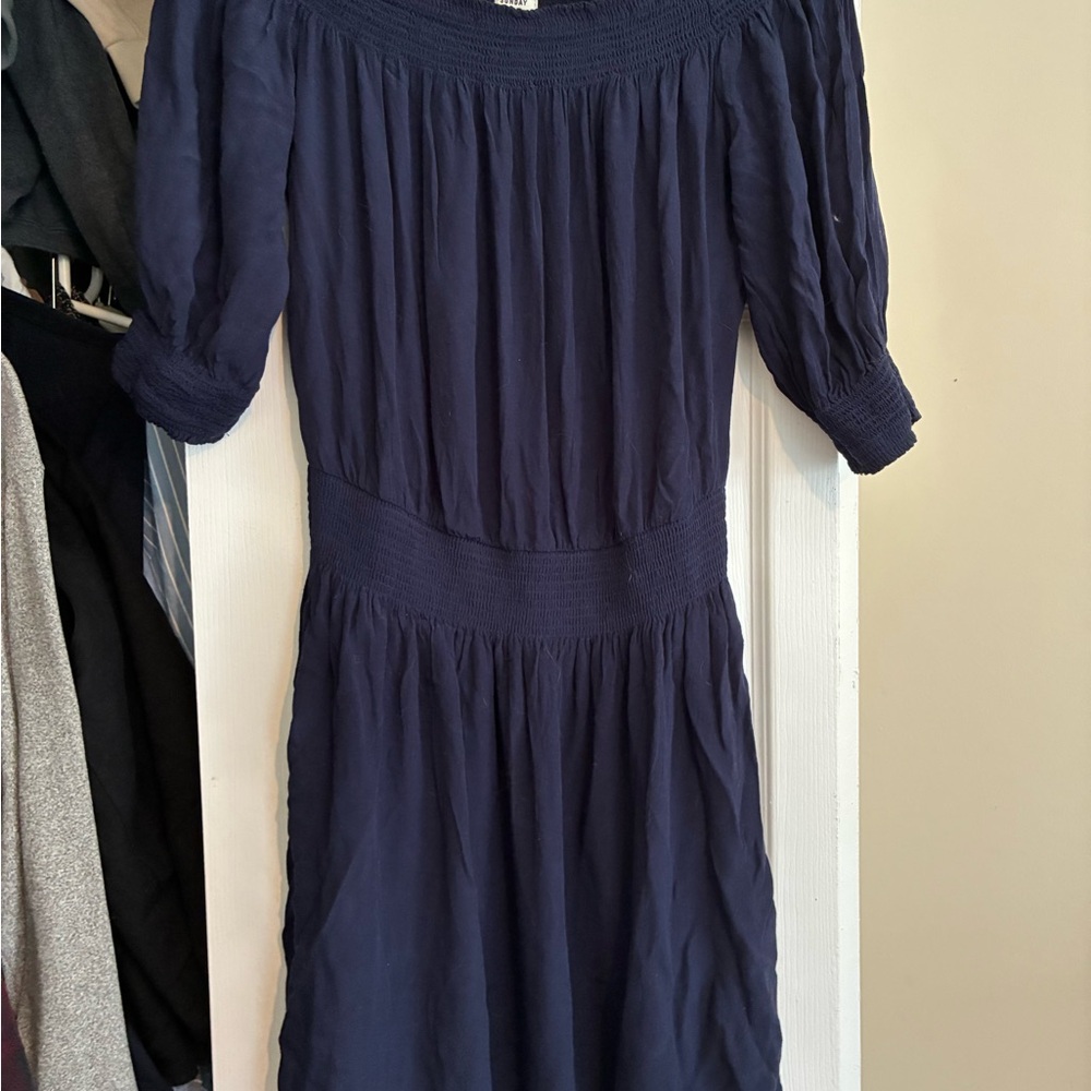 Navy Blue Off-Shoulder Dress